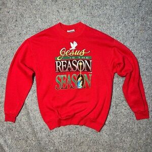 Vintage Lee Jesus Is the Reason for the Season Sweatshirt Made in USA Size M